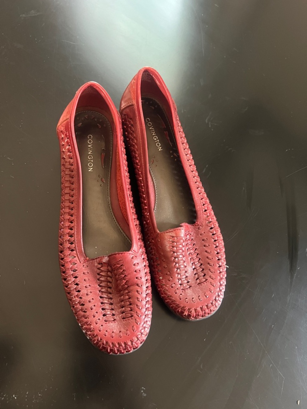 Covington Red Woven Leather Slip-On Loafers